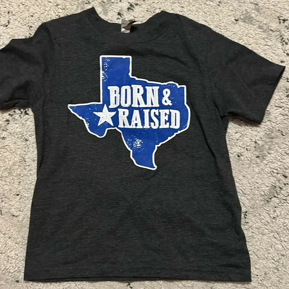 Children’s Small(6/7) Heathered Gray shortsleeve Texas Born & Raised Graphic Tee - Picture 1 of 1
